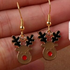 ✨3 FOR $28✨🆕 BROWN REINDEER EARRINGS - RUDOLPH